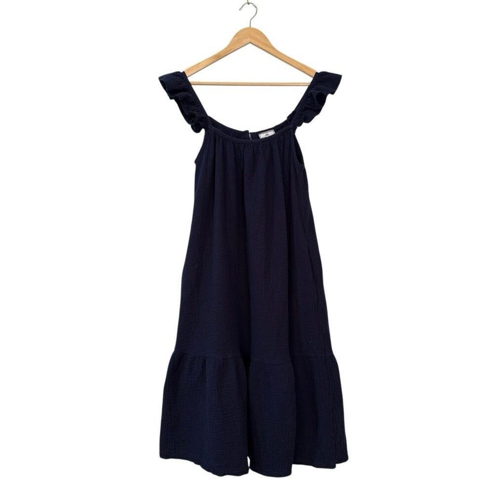 Petite Plume Cotton Gauze Celeste Night Dress Size Large Navy